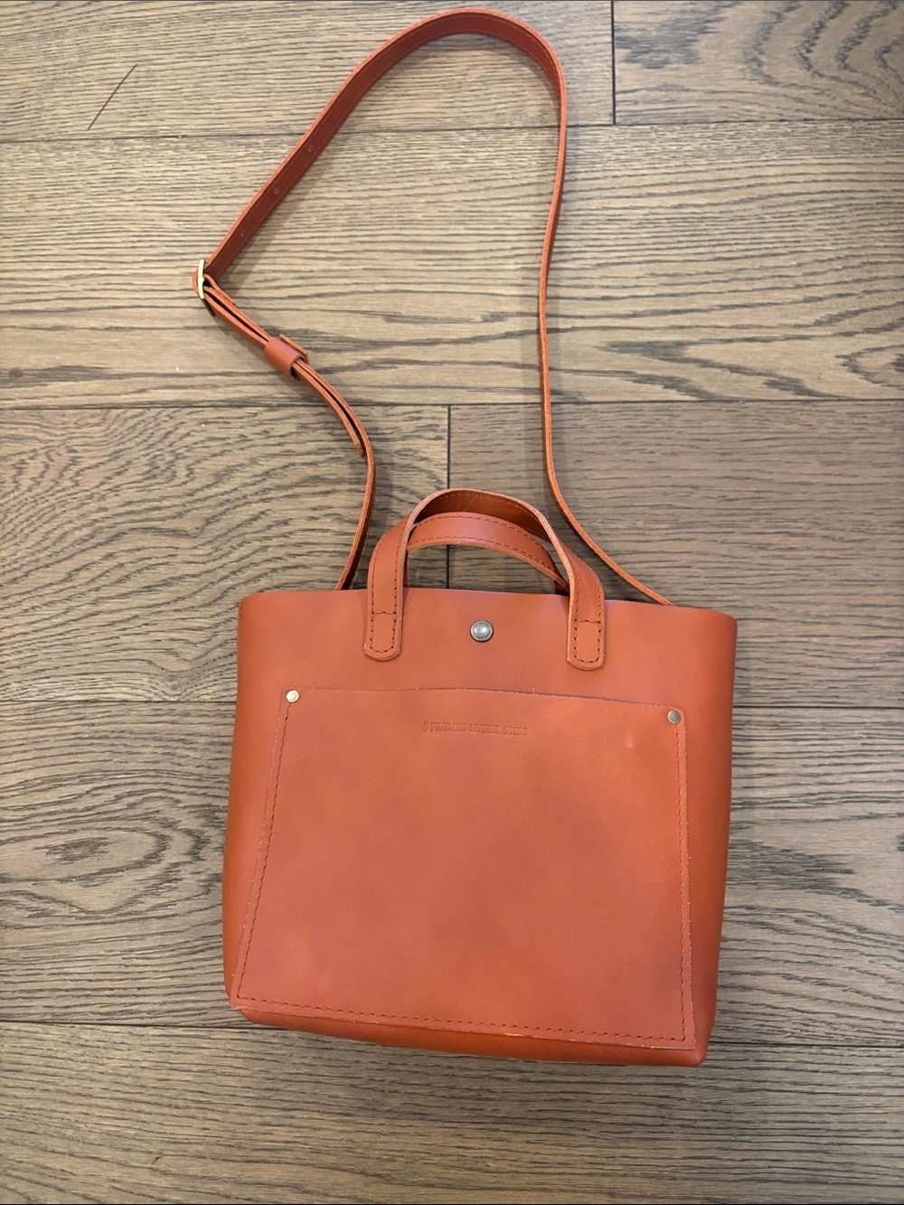 Portland Leather Small Crossbody Tote in Burnt Orange